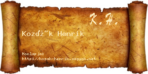Kozák Henrik névjegykártya