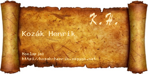 Kozák Henrik névjegykártya